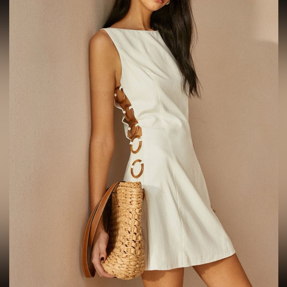 O-Ring Cutout Sleeveless Dress in White
